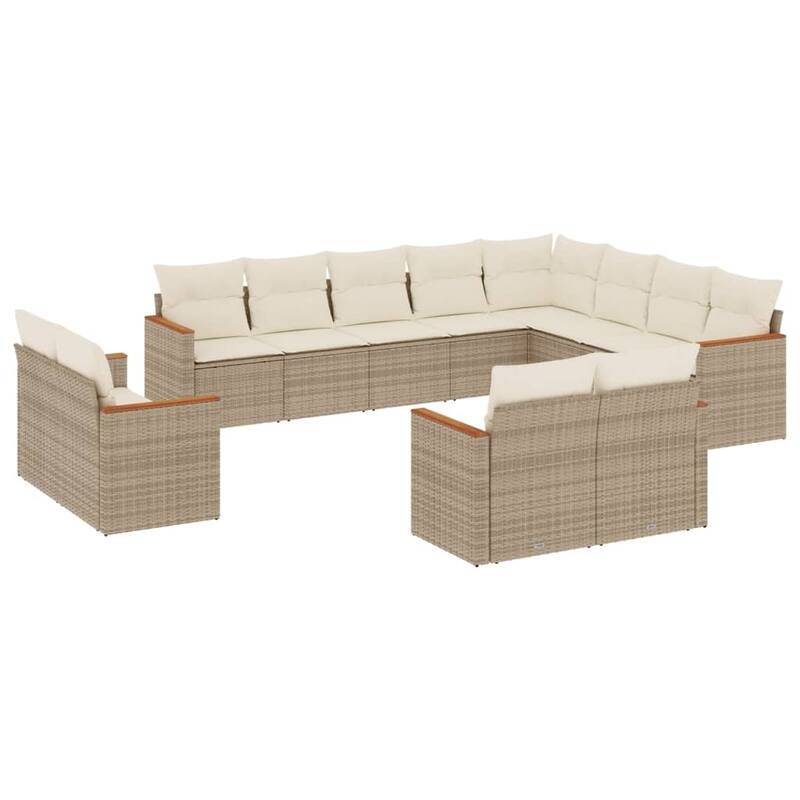 vidaXL Patio Sofa Set with Cushions Outdoor Conversation Furniture Poly Rattan - 24.4 x 24.4 x 27.2 in