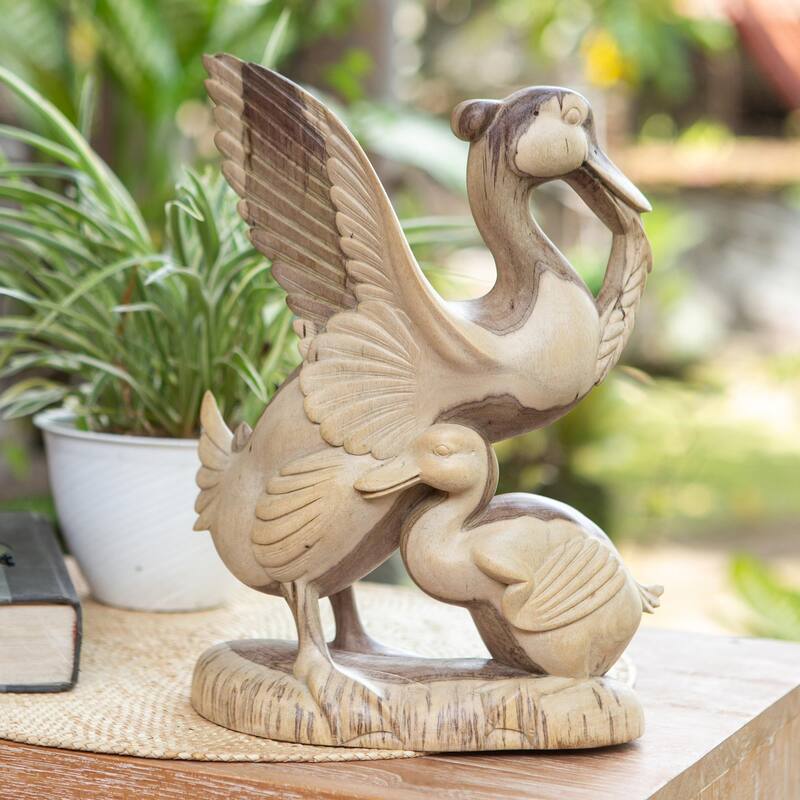 Novica Handmade Protective Mother Wood Sculpture