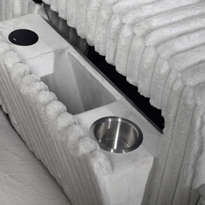 Modern Right Facing Half U-Shaped Pull Out Sectional Sofa with Storage Armrest, USB Port and Pillows