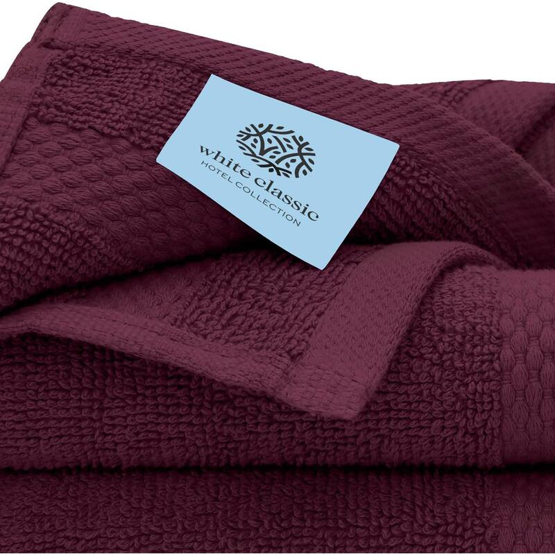 White Classic Luxury Cotton 8Pc Multi Size Towel Set [2 Bath Towels, 2 Hand Towels, 4 Washcloths]