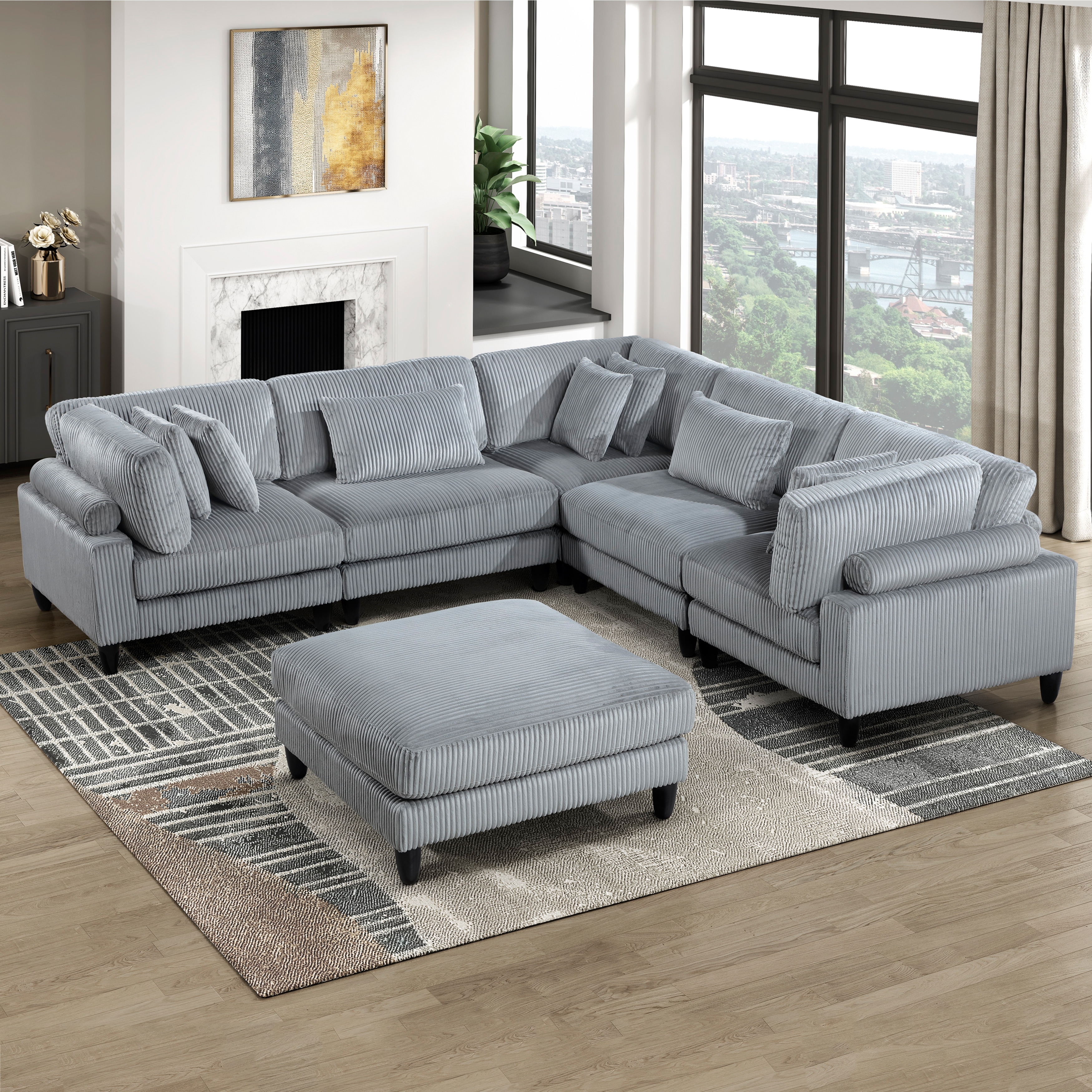 Fremont & Park Jonas 6-Piece Modular Sectional Sofa with Ottoman