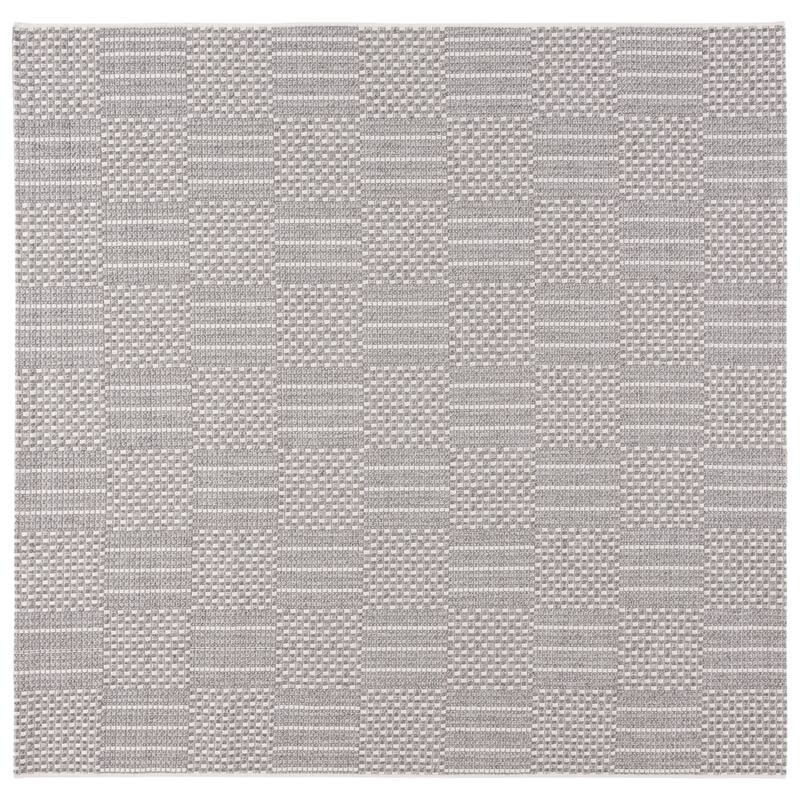 SAFAVIEH Sisal Thera All-Weather Indoor/Outdoor Waterproof Patio Backyard Rug - 6'7" Square - Grey/Ivory
