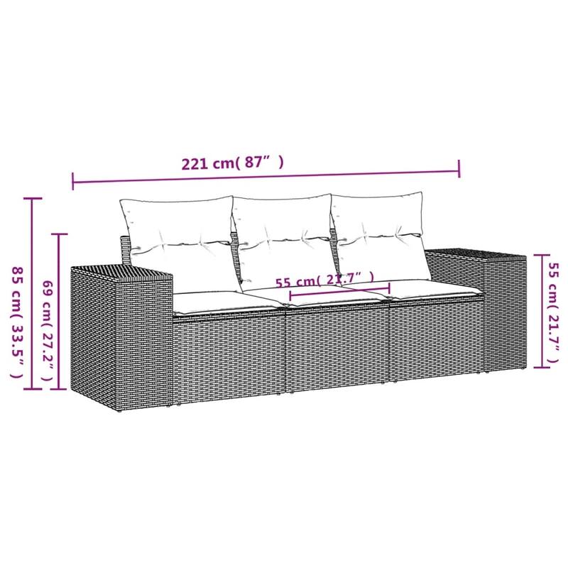 vidaXL Patio Sofa Set with Cushions Outdoor Furniture 4 Piece Poly Rattan