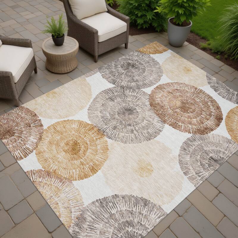 Machine Washable Indoor/ Outdoor Contemporary Devaughn Chantille Rug - Copper - 8' x 10'