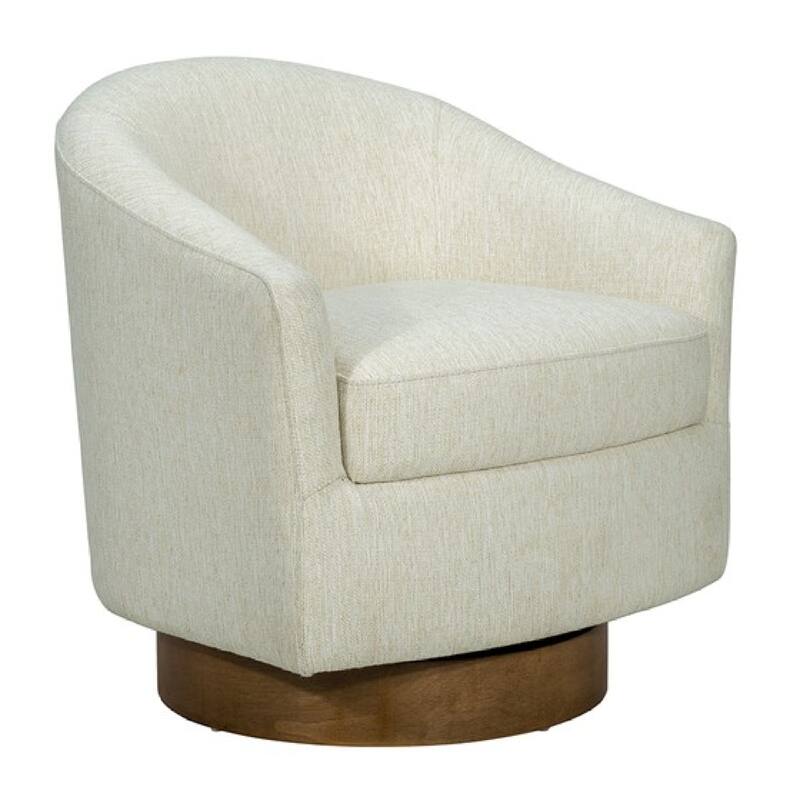 Roomfitters Modern Upholstered Swivel Barrel Chair, 360 Degree Rotating Lounge Seating with Solid Wood Base, Roomfitters, Cream