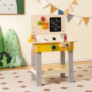 Wooden Tool Bench Workbench Toy Play for Kids with Tools Set