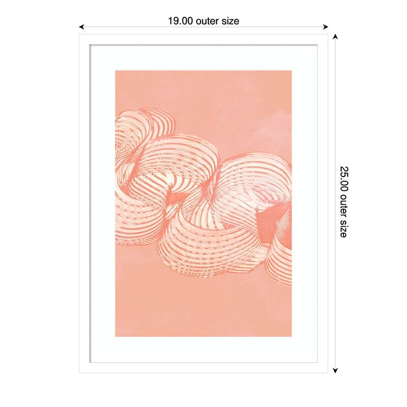 Flowering Peach Ribbon No. 1 by PI Studio Wood Framed Wall Art Print - Svelte White - 19 x 25 in