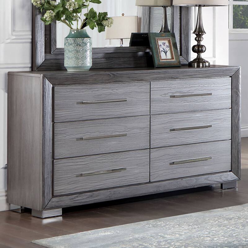 Shel Transitional Grey 58-inch Wide Wood 6-Drawer Dresser by Furniture of America - Grey
