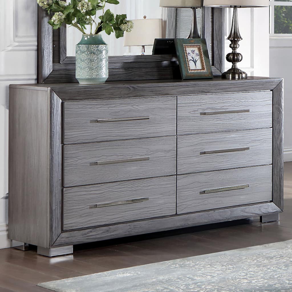 Shel Transitional Grey 58-inch Wide Wood 6-Drawer Dresser by Furniture of America