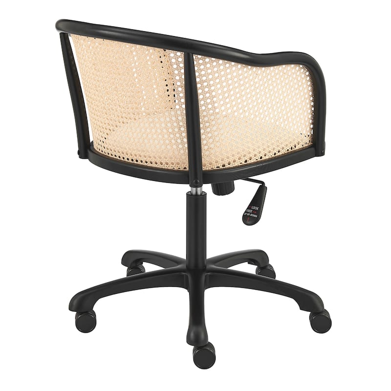 Elsy Office Chair in Black with Beige Velvet Seat and Black Base
