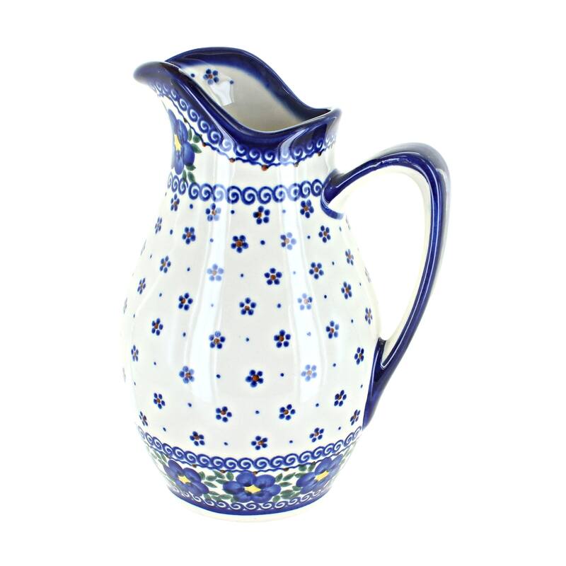 Blue Rose Polish Pottery 341 Vena Pitcher - Spring Blossom