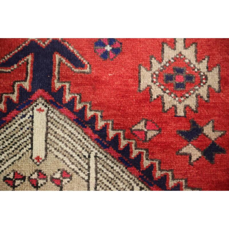Hand Knotted Oriental 100% Wool Carpet Traditional Tribal Red Ardebil Runner Rug - 10' 6'' X 3' 8''