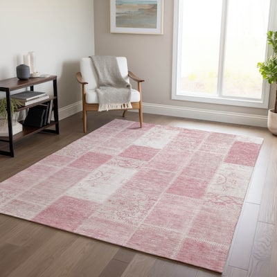Machine Washable Indoor/ Outdoor Chantille Vintage Patchwork Rug