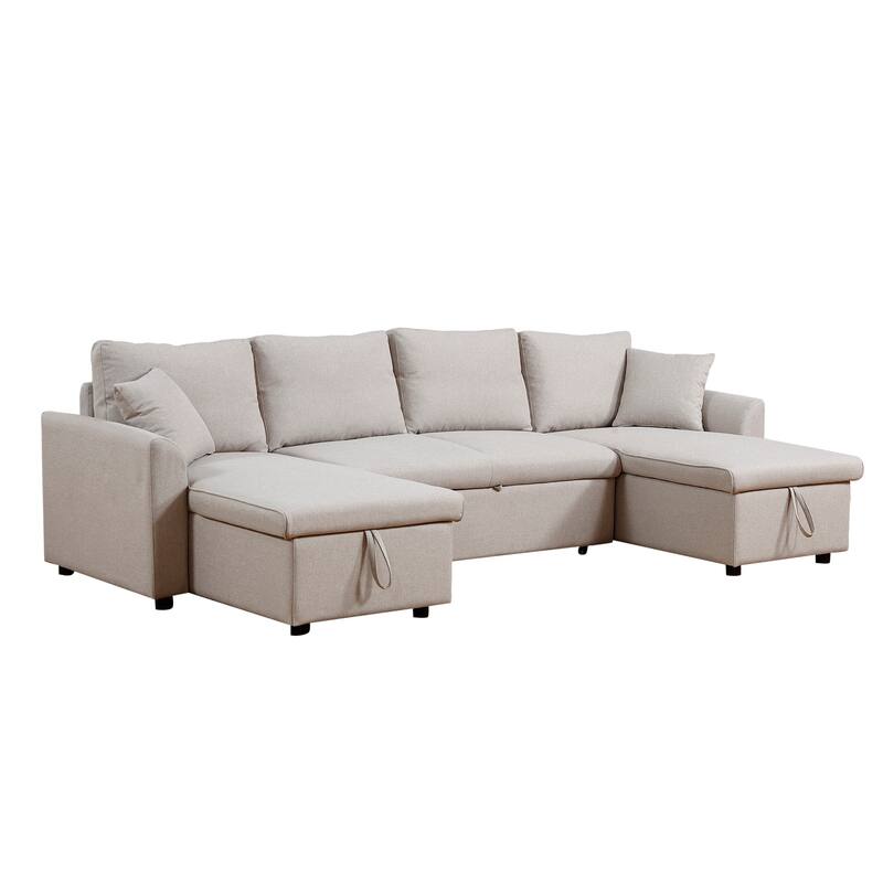 Fashionable U-Shape Pull-out Sleeper Sectional Sofa
