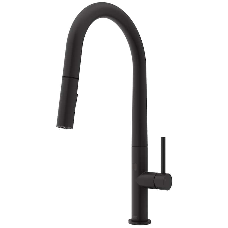 VIGO Greenwich 18" H Single Handle Pull-Down Sprayer Kitchen Faucet with Touchless Sensor - Matte Black
