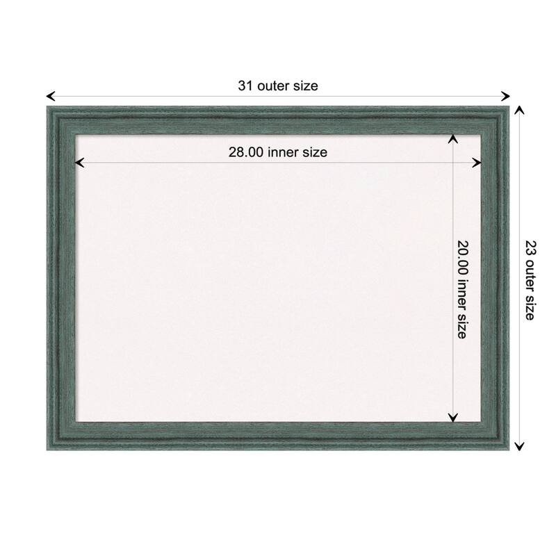 Upcycled Wood Framed White Corkboard Bulletin Board - Upcycled Teal Grey - Board Size 28x20