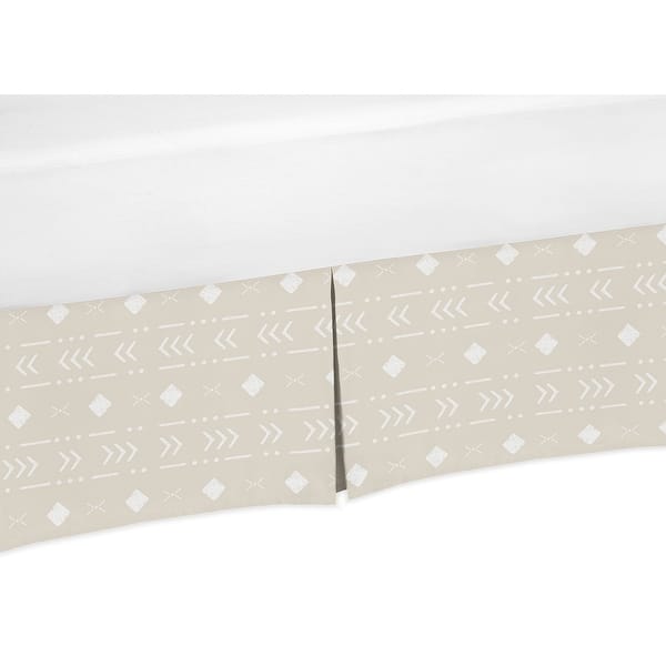 slide 2 of 2, Boho Aztec Geometric Boy Girl Crib Bed Skirt - Gender Neutral Beige Taupe Tan White Bohemian Southwest Tribal Llama Collection