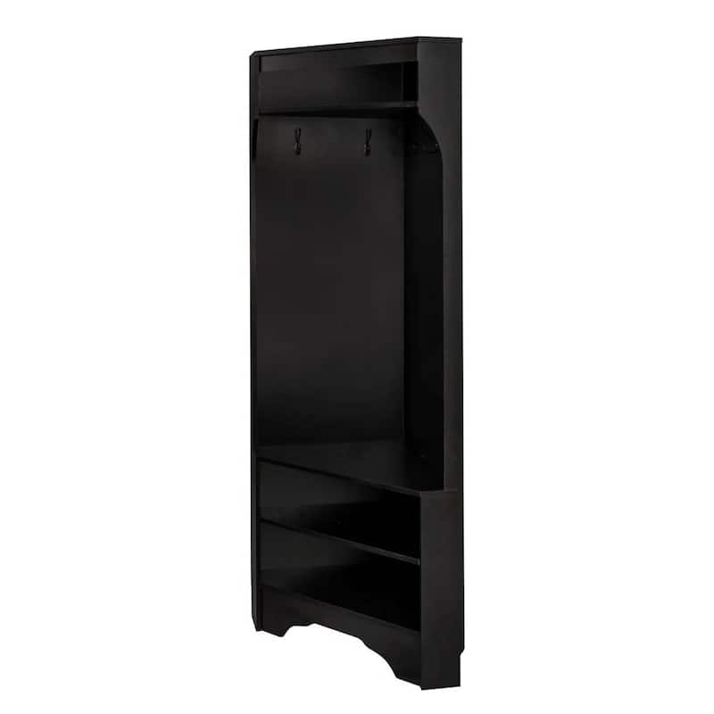 Modern Corner Hall Tree Coat Rack with Shoe Bench Storage Cabinet and Hooks Entryway Organizer - 29.5" x 71.6