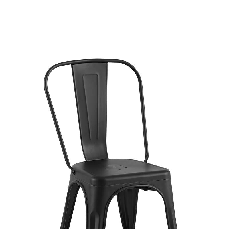 18" Modern Industrial Metal Stackable Matte Black Dining Chair, 2PCS - 18" W X 18" D X 33" H