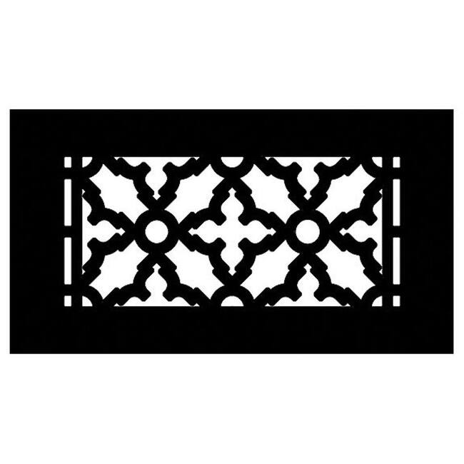Reggio Registers Scroll Series 4" x 8" Grille with Mounting Holes - Black Aluminum