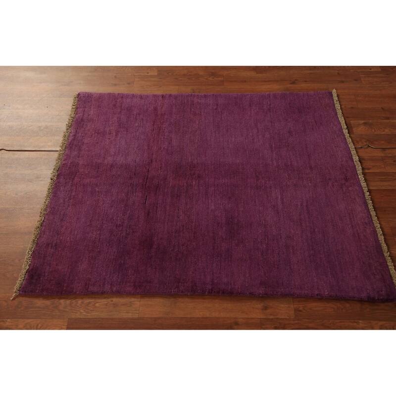 Purple Gabbeh Modern Rug Hand-Knotted Wool Carpet - 3'4" x 3'7"