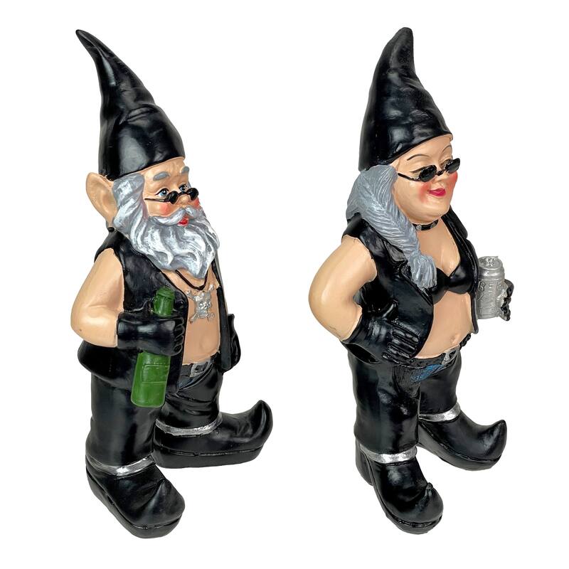 Zeckos Gnoschitt & Gnofun 7.5 Inch Motorcycle Garden Gnome Statues