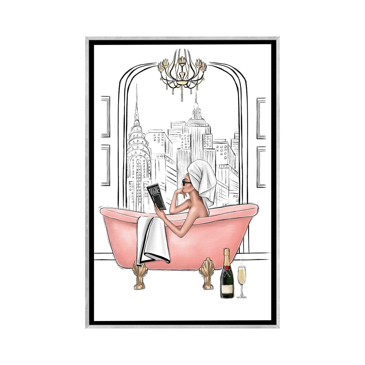 iCanvas "Relax In Bathroom In Ny" by LaLana Arts Framed