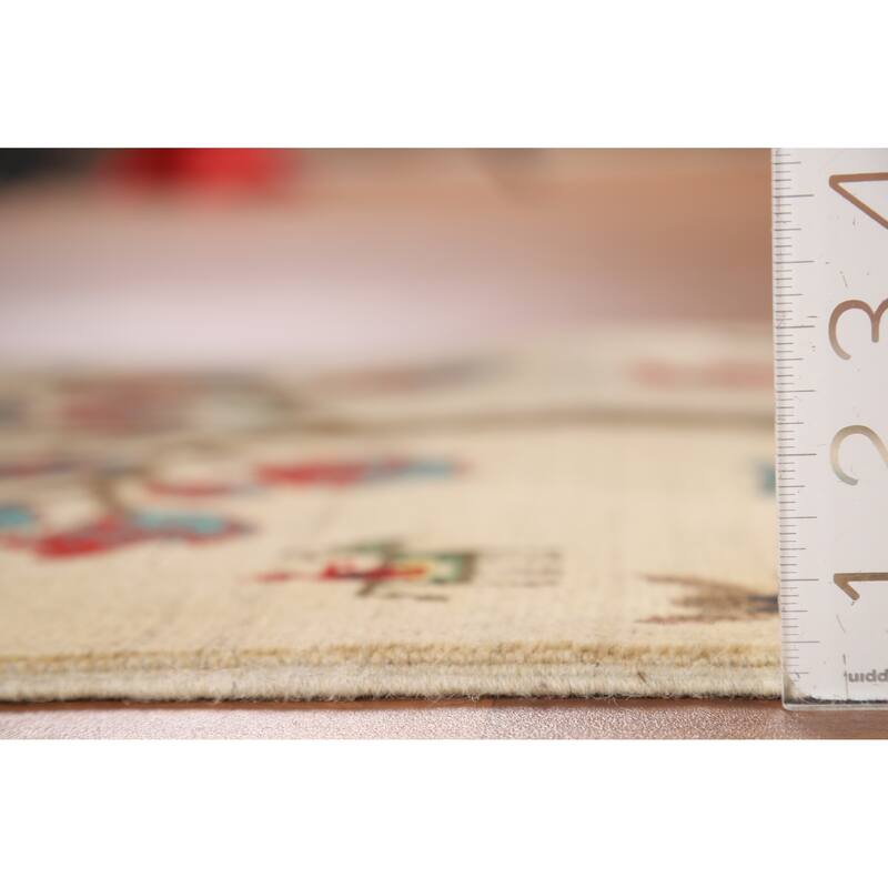 Animals Pictorial Kazak Oriental Foyer Rug Handmade Beige Wool Carpet - 2'0" x 3'0"