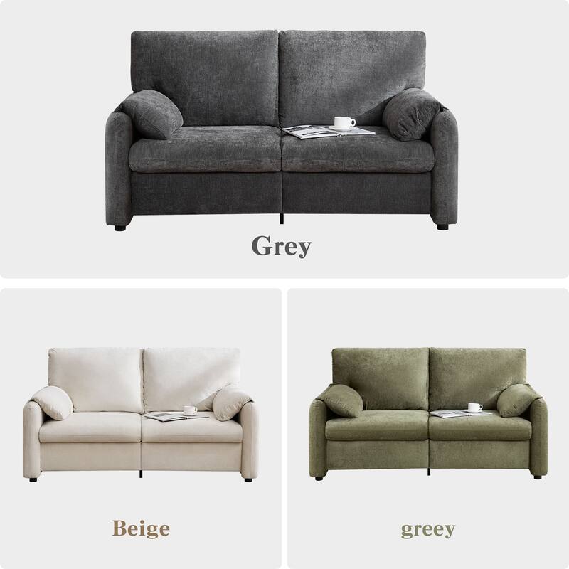 71.28" Chenille 2-Seater Sofa with Cloud-Like Cushion & Sponge Support