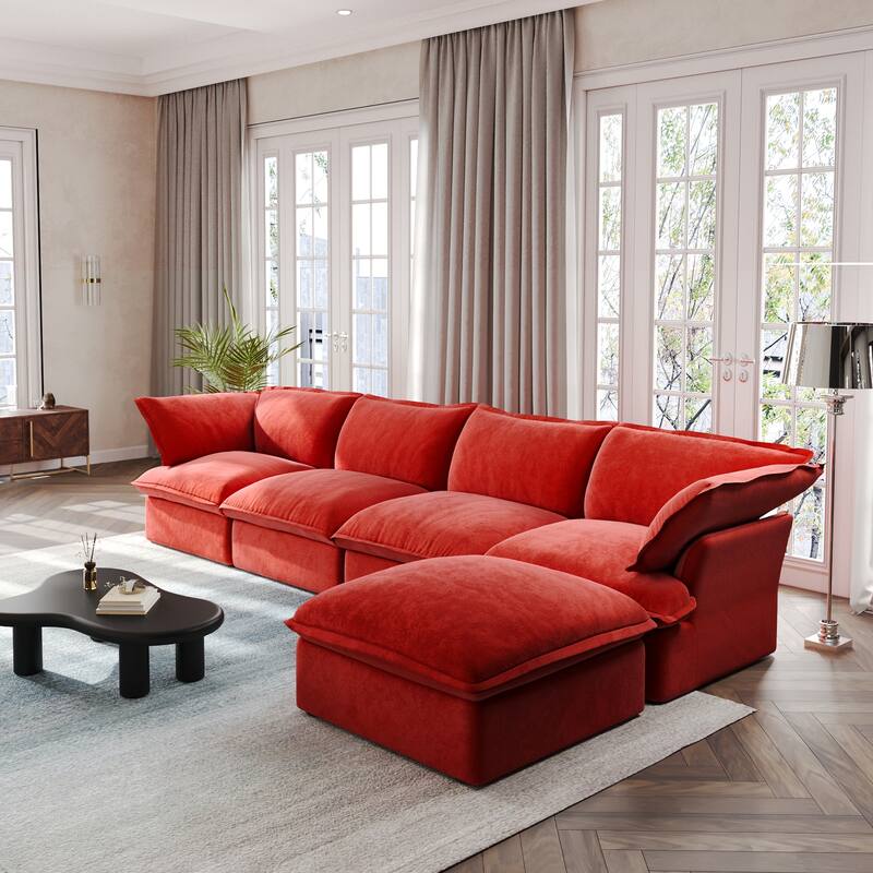 L-Shaped Convertible Sectional Sofa Couch with Movable Storage Ottoman Chaise, Free Combination Sofa