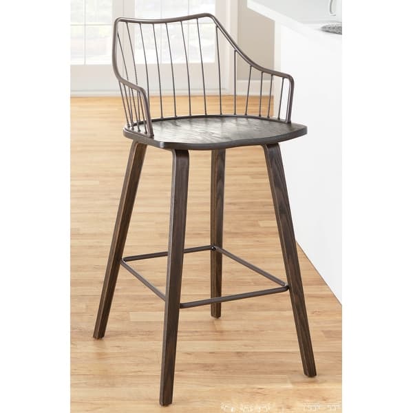The Gray Barn Winston Counter Stool Overstock 32294006 Dark Walnut Wood Brown Metal