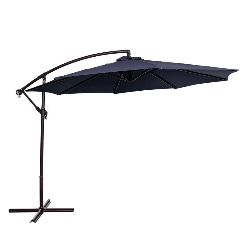 Island Umbrella Captiva 10-ft Octagonal Cantilever Umbrella with Base - Breez-Tex Canopy - Navy