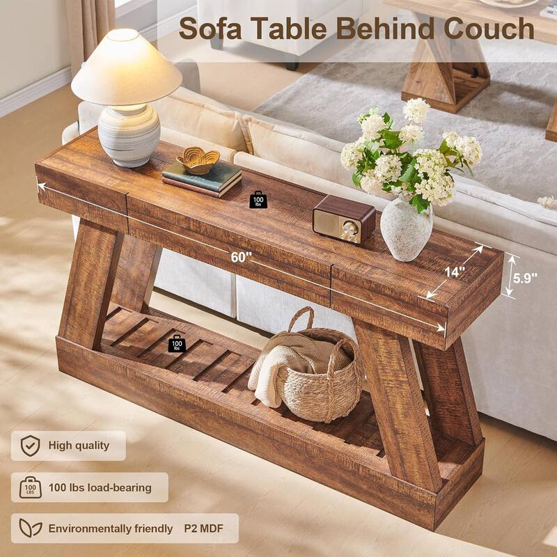 60" Farmhouse Entryway Table with Drawer, Entry Table, Foyer Table