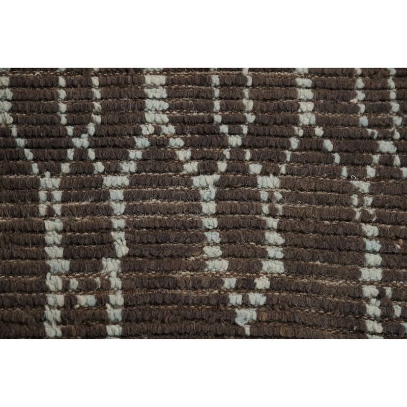 Brown Moroccan Area Rug Handmade Wool Carpet - 8'5" x 12'10"