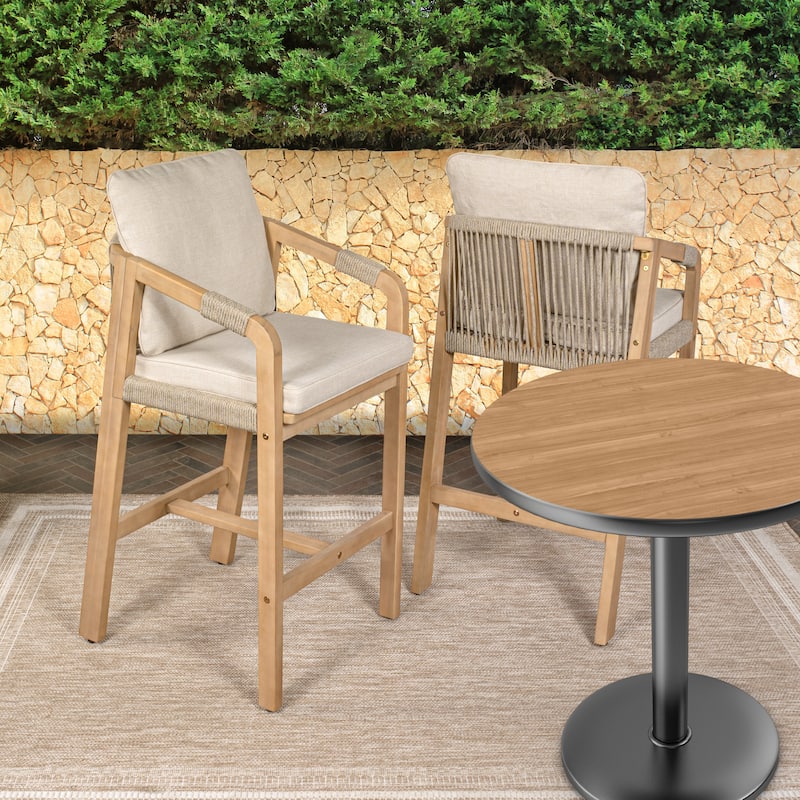 Outdoor Bar Stool with Cushions & Armrests, (Set of 2) by JONATHAN Y