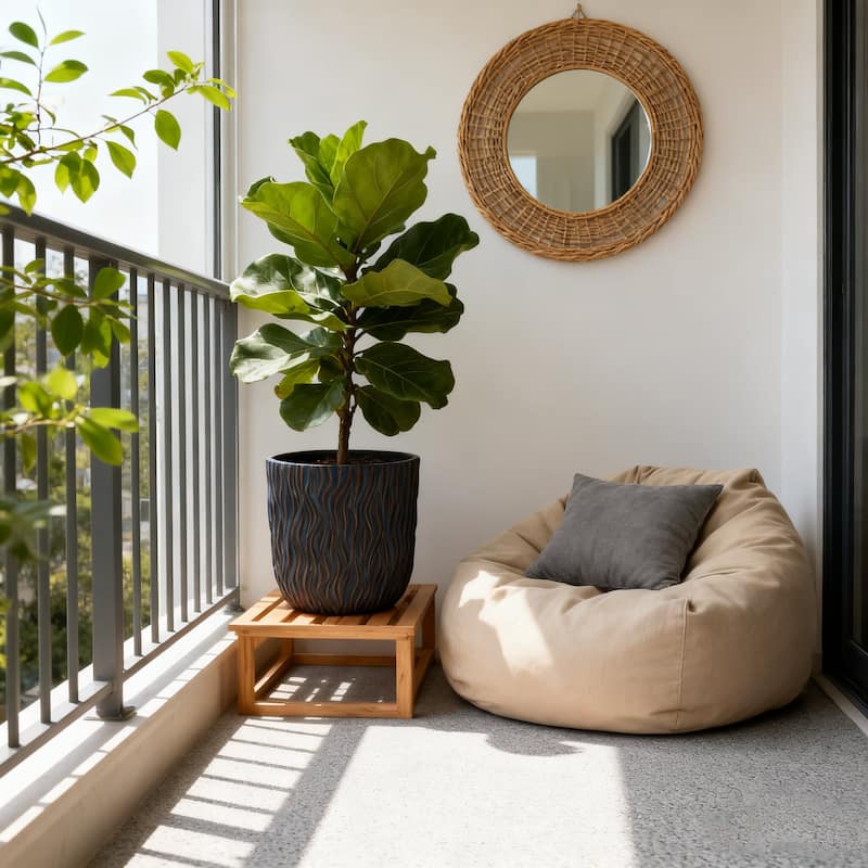 Large Round Planters Set of 2 (15.75"x14.96" & 12.2" x13.39") - Lightweight Plant Pot-Concrete Planter Pots with Drainage Hole