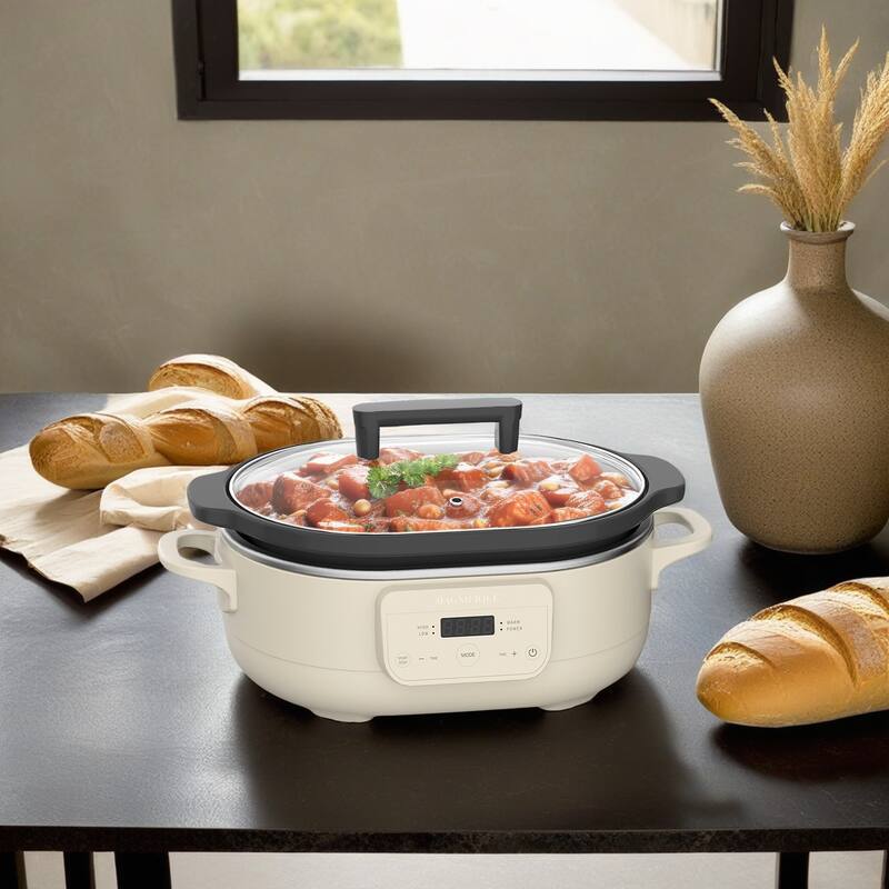 Magnifique 6 QT Versatile Programmable Slow Cooker for Dishwasher Safe - White