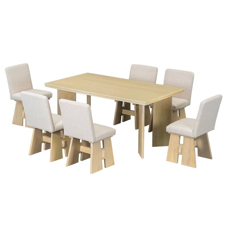 Modern 7-Piece Counter Height Kitchen Dining Table Set with 6 Upholstered Backrest Dining Chairs for Dining Room, Kitchen