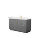 preview thumbnail 32 of 168, Miranda Single Vanity Set, Cultured Marble Top, No Mirror 60-Inch Single - Dark Gray, Gold Trim, White Cultured Marble Top