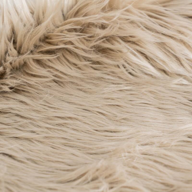 Silver Orchid Parrott Faux Fur Sheepskin Area Rug - 2' 6" x 4' Shaped - Light Brown