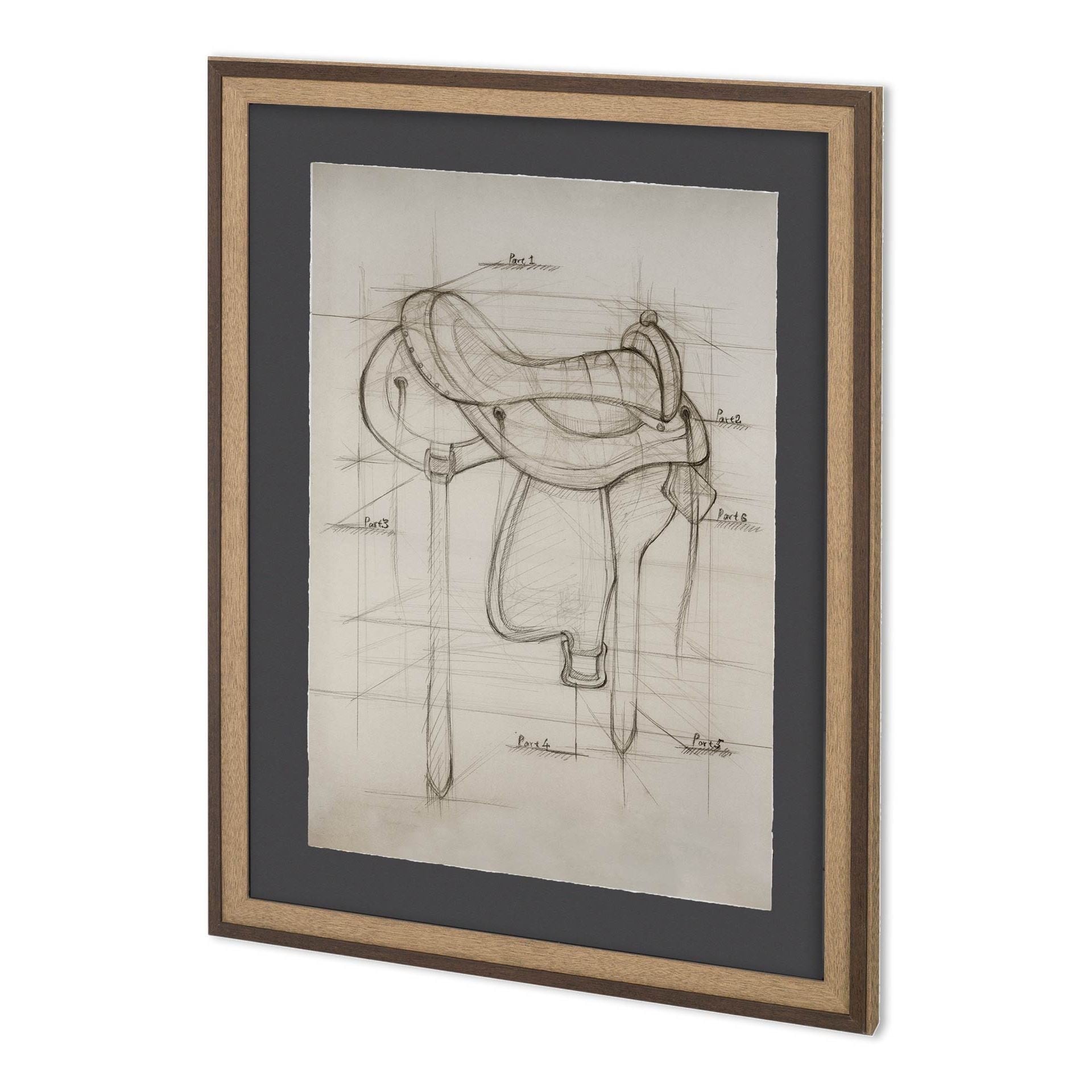 Horse Seat II by Mercana Studio a Hand Embellished Textured Framed Art Print Matted under Glass