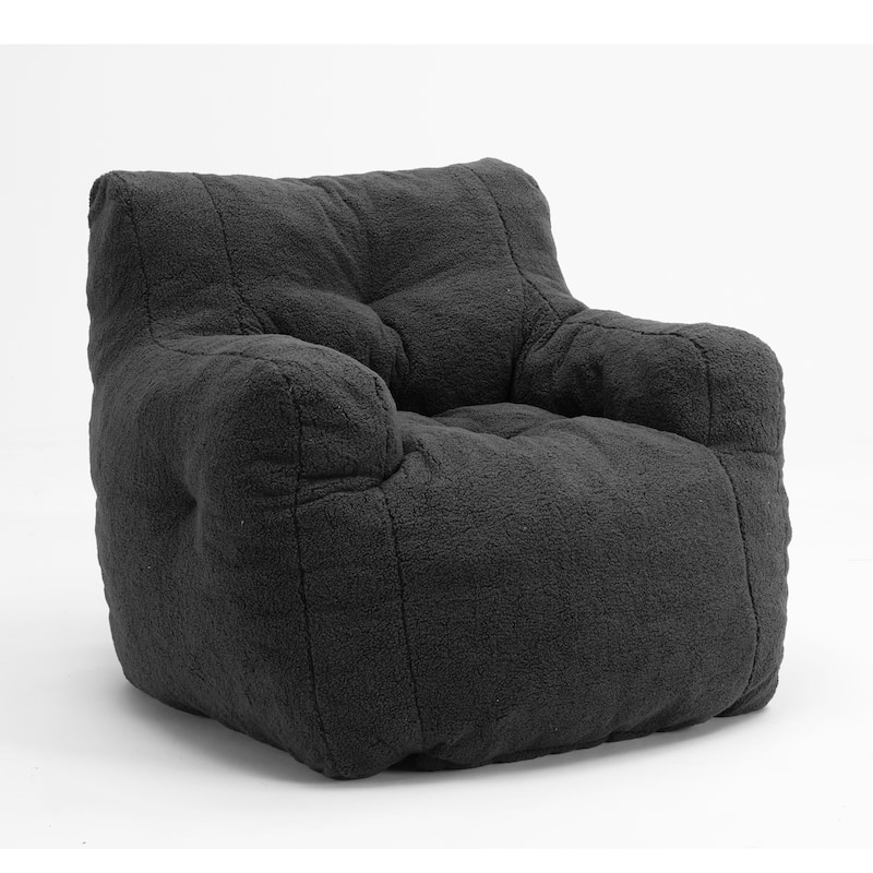 Mieres Faux Fur Fabric Bean Bag Chair, Floor Sofa For Living Room, Bedroom Lazy Sofa