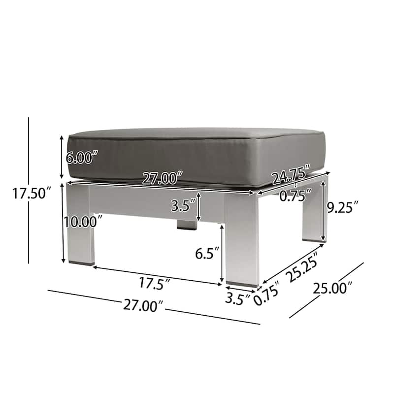 Cape Coral Cushioned Auminum Ottoman by Christopher Knight Home