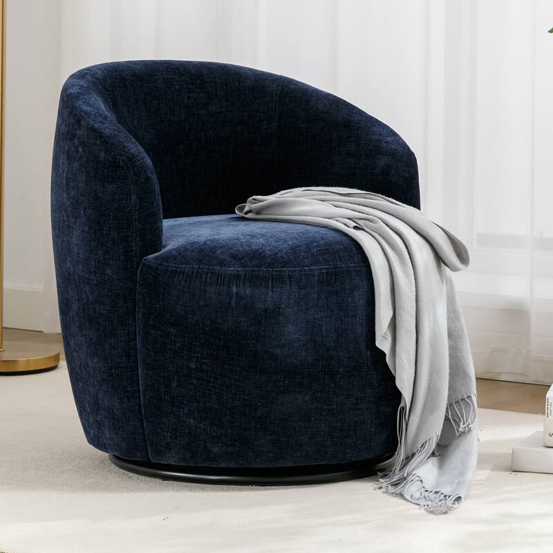 Chenille Fabric Swivel Accent Armchair Barrel Chair