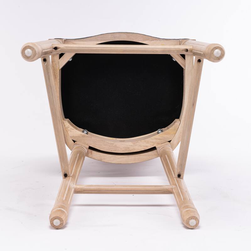 French Country Wooden Barstools Rattan Back With Upholstered Seating Set of 2