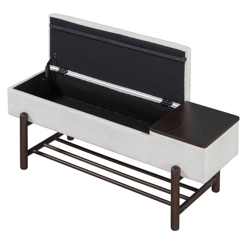 Farmhouse Storage Bench Shoe Rack Bench with Hidden Compartment