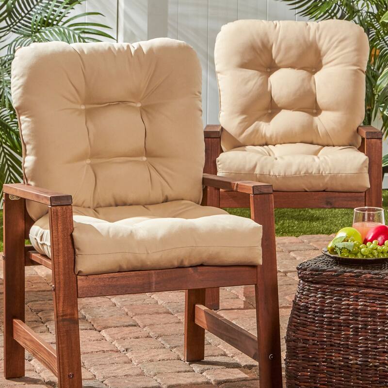 21 x 42-inch Solid Color Outdoor Seat/Back Chair Cushions (Set of 2) (Cushions Only)
