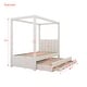 preview thumbnail 4 of 10, Traditional Modern Twin Size Upholstery Platform Bed with Storage Drawers,Extra Trundle Under-Bed,Bunk Bed with Canopy Roof