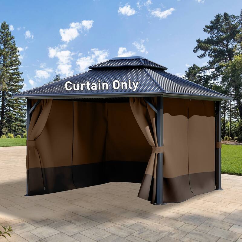 Aoodor 12x16 ft Outdoor Gazebo Curtains, 4 Panels Waterproof Privacy Sidewall Replacement with Zipper