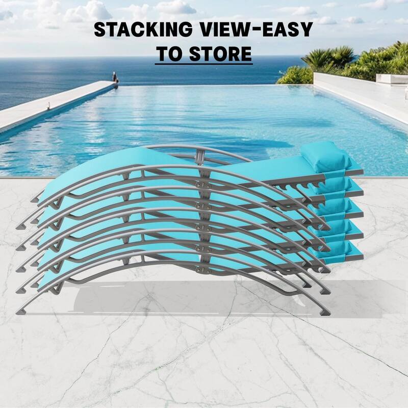 GDFStudio - Adrian Adjustable Aluminum Outdoor Pool Lounge Chair Set with Metal Side Table for All-Weather